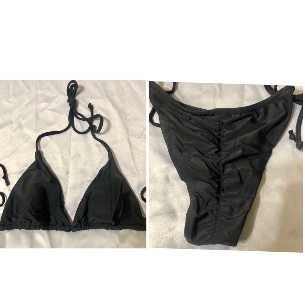 Super Slinky Black Small String Bikini Ruched - image 1